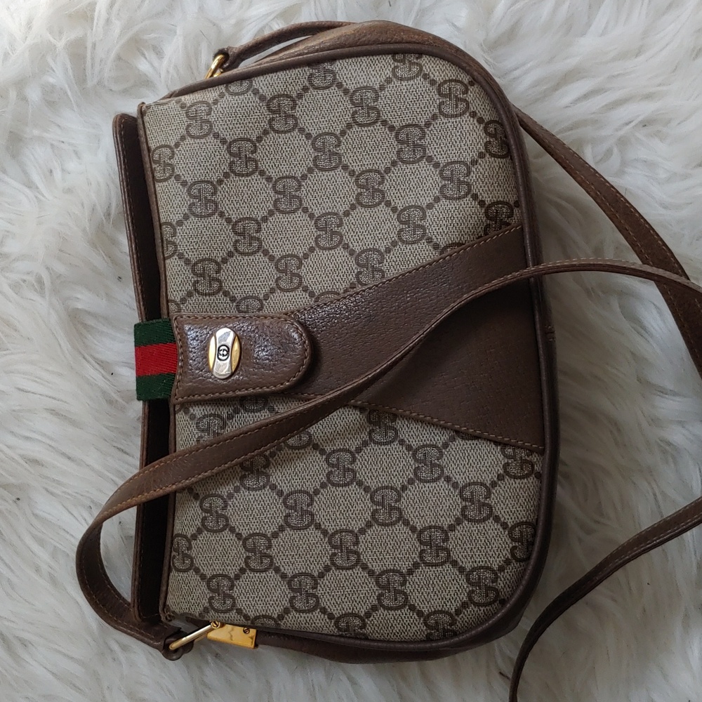 Authentic Vintage Gucci GG Monogram Supreme Sherry Web Ophidia Crossbody Bag - Picture 2 of 9